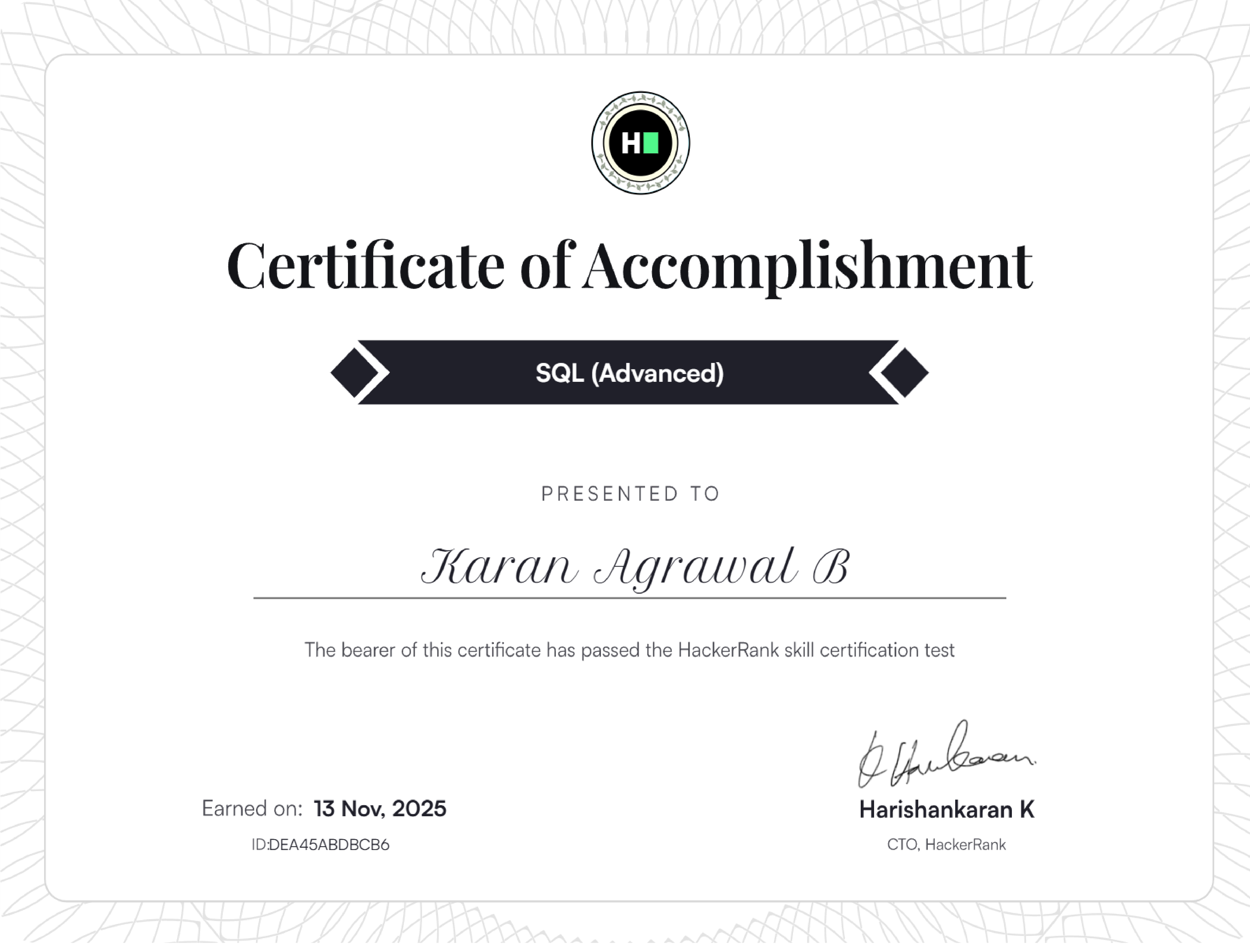 Hackathon Certificate